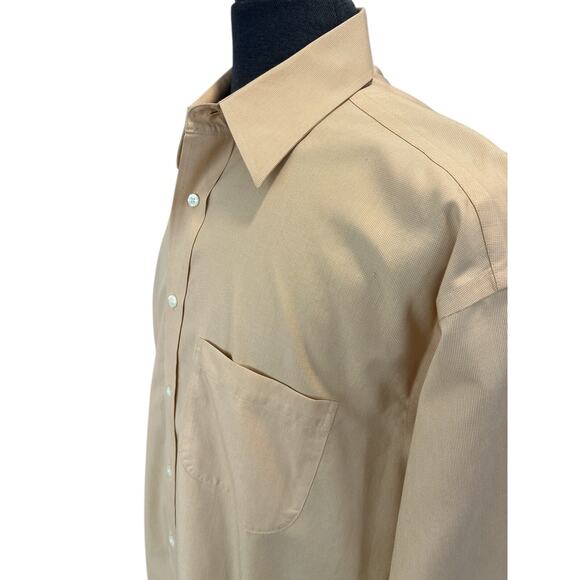 Jos. A. Bank Travelers Collection Button Up Mustard Shirt Point Collar, 16x35 - Picture 3 of 8
